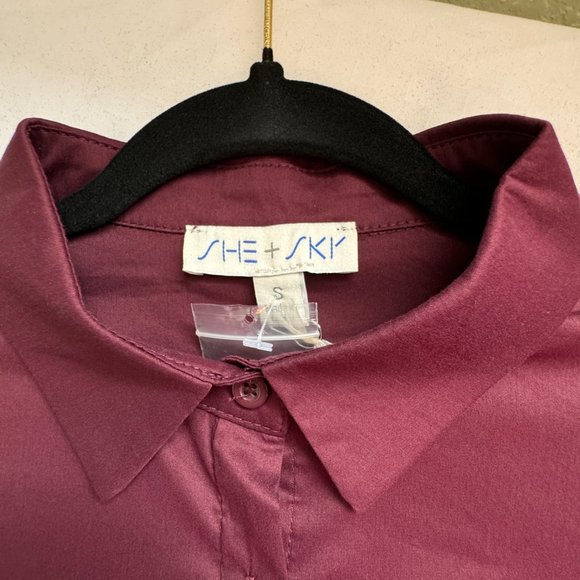 She + Sky Oxford Shirt in Plum - Picture 10 of 12